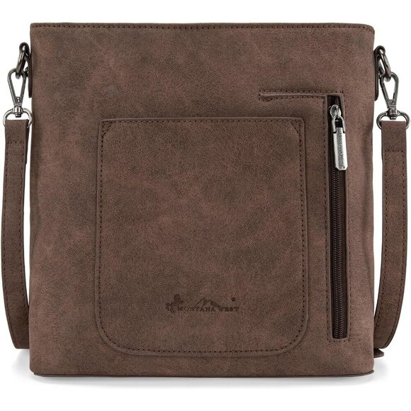 Western Crossbody Purse Vegan Leather Large Capacity Rugged Style - Picture 3 of 6